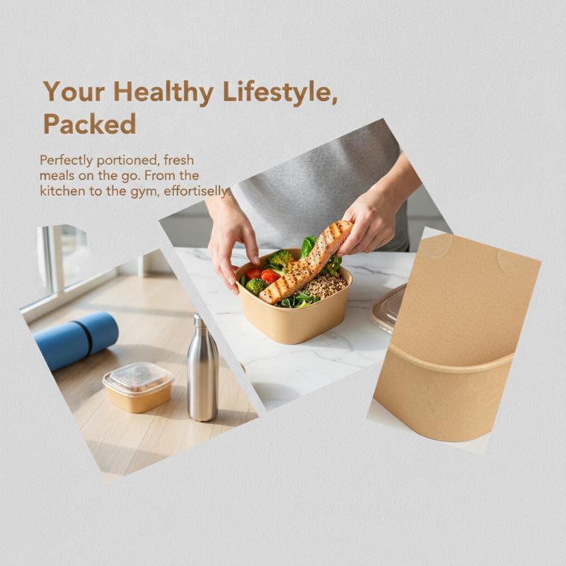Meal Prep Delivery - Tek Kullanımlık Kare Kraft Kağıt Öğle