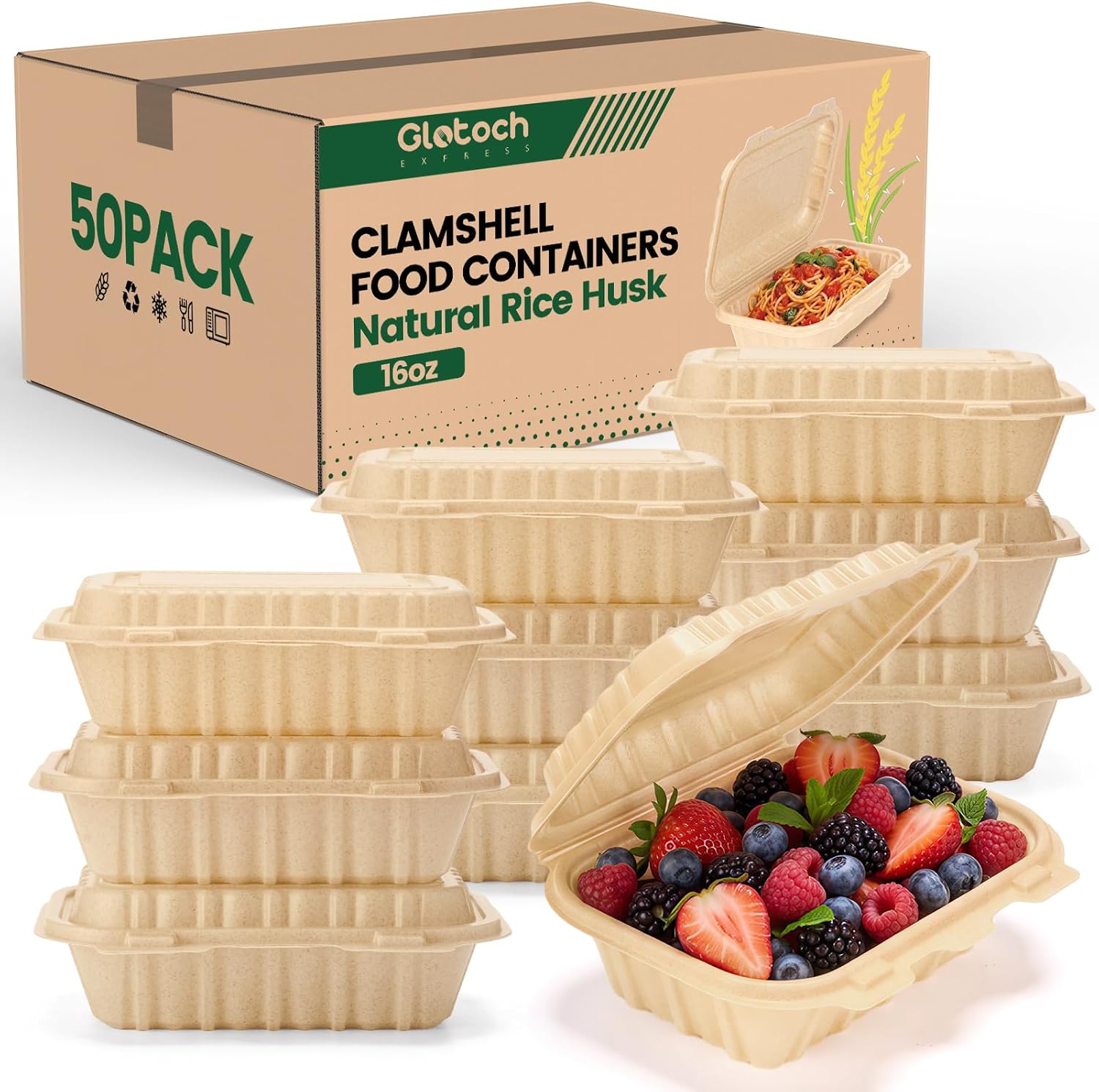 Meal Prep Container - 50'li Paket 16oz (473ml) Deniz Kabuğu
