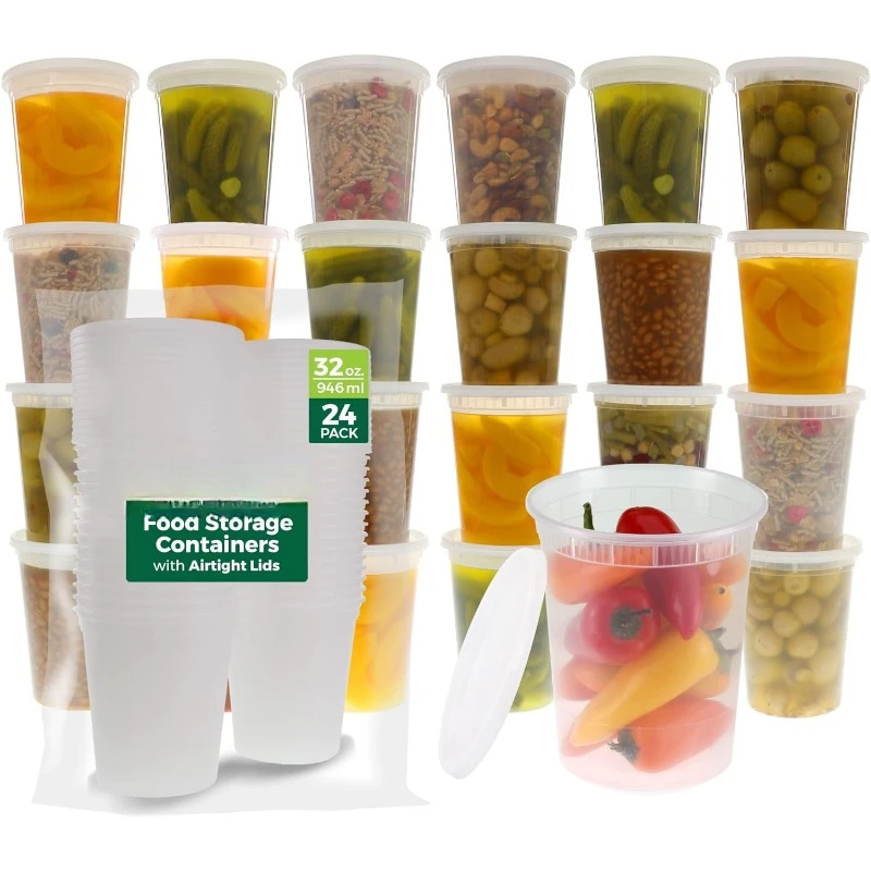 Meal Prep Container - [24 Set] 8oz-32 Oz plastik Deli