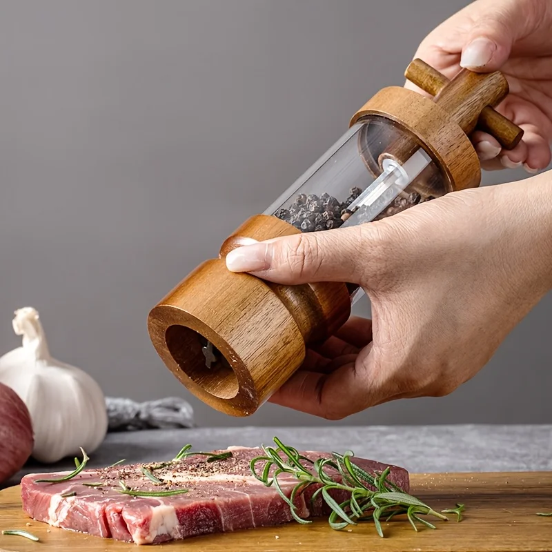 Herb Keeper Bottle - Akasya Ahşap Manuel Karabiber Öğütücü Ayarlanabilir